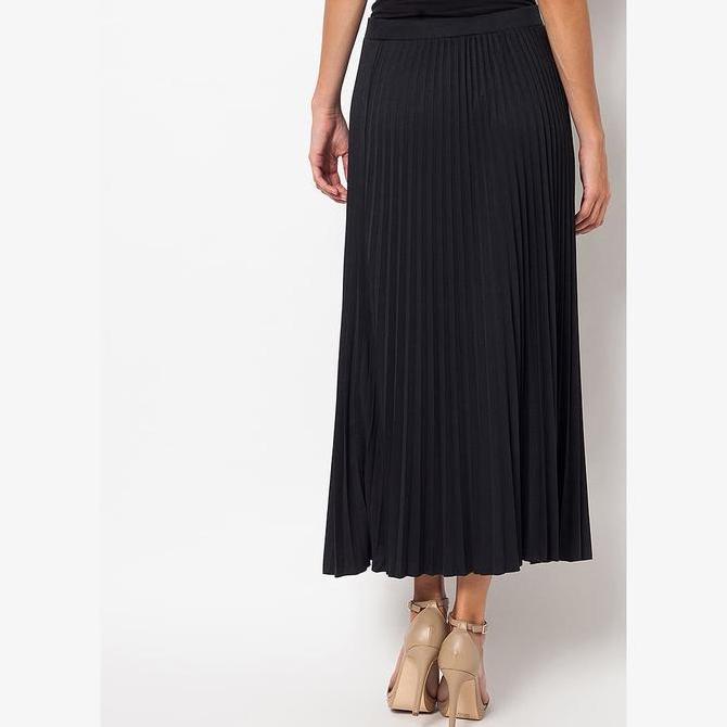 Griloff- Duapola Jumbo Rok Panjang Plisket Payung Aline 7776 - Hitam