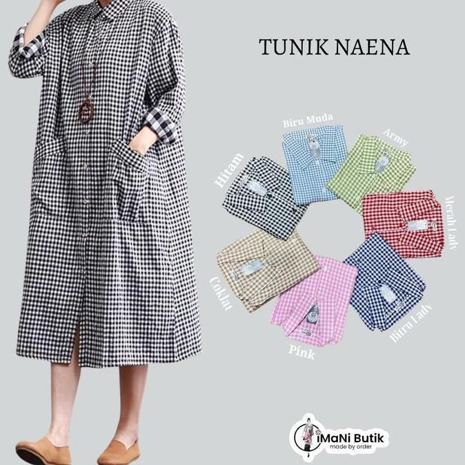 Cantek- Imani Butik | Fashion Wanita Tunik Regina Model Kotak Kancing Katun Cantik Atasan  Casual  P
