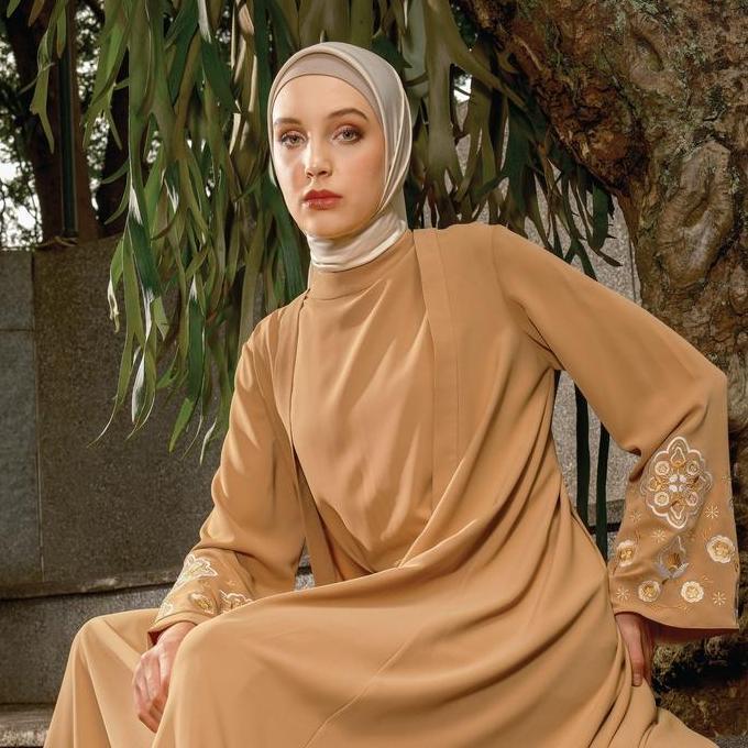 Murah Shafira - Bashira Dress - Khaki | Gamis Panjang Muslim Wanita