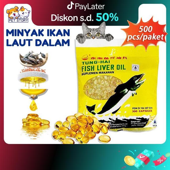 Raafaa_Days - Tung Hai Fish Liver Oil - Minyak Ikan - 500Pcs / Minyak Ikan Untuk Kucing Ayam Atau Be