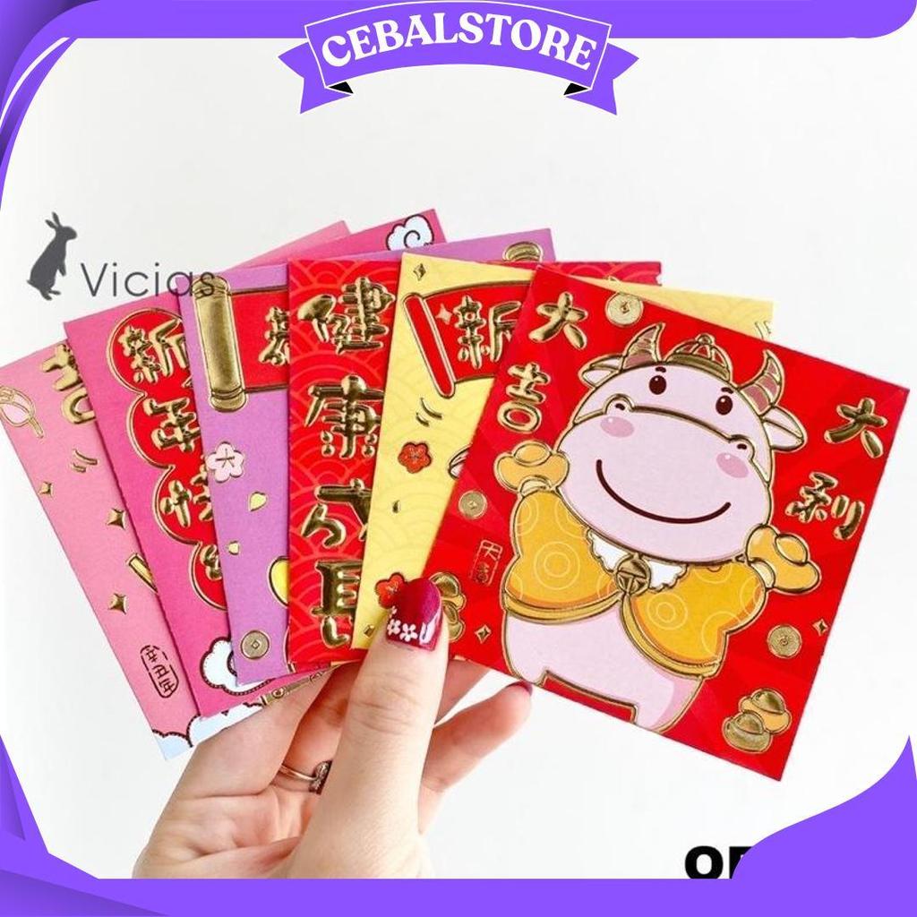 6Pcs Angpao Sapi Kerbau Lucu Imlek Sincia Tahun 2021 Hoki Angpau V Sale