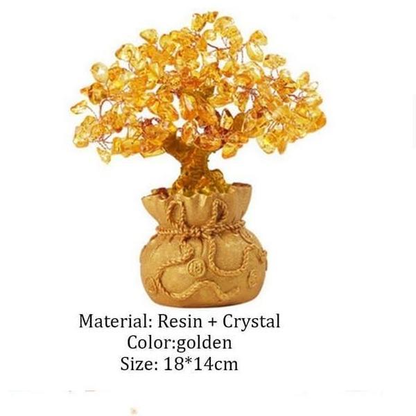 HARGA DISC - Beruntung Pohon Uang Cina Emas Ingot Kristal Keberuntungan Hiasan Poho