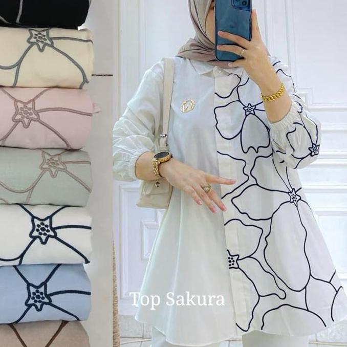 Grosir Kemeja Bordir Winody / Atasan Winody Sakura / Atasan Sakura Winody / Winody Atasan / Atasan T