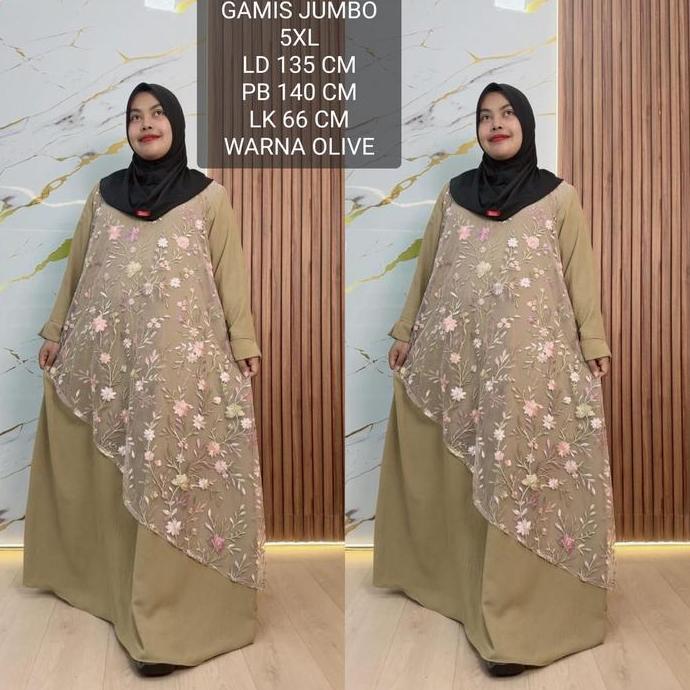 Grosir Gamis Brukat Super Jumbo Ld 135 Cm Model Terbaru Kekinian - Nadira Dress