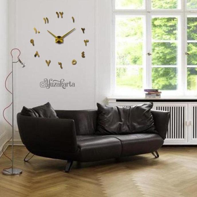 BEBAS ONGKIR - JAM DINDING JUMBO HIJAIYAH HITAM | DIY CLOCK BLACK ARABIC RAKSASA ARAB