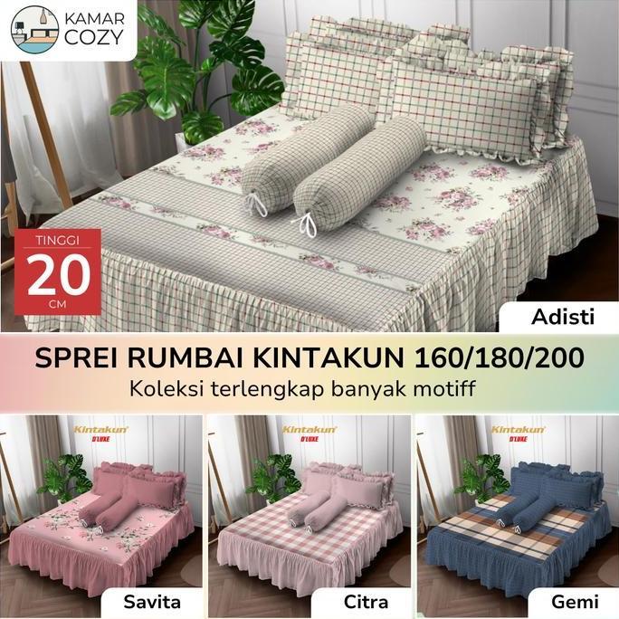 Sprei Kintakun Rumbai Tinggi 20 cm Panjang rumbai 39 cm Ukuran double Free sarung bantal 4 dan 2 gul