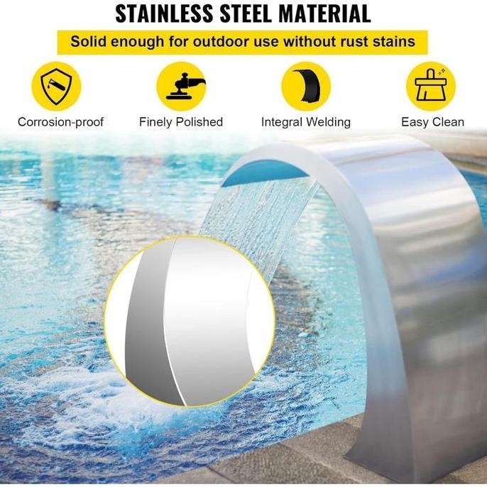 Terlaris Air Mancur Kolam Renang 60X30Cm Air Terjun Kolam Renang Baja Tahan Karat Kolam Koi Terjun A