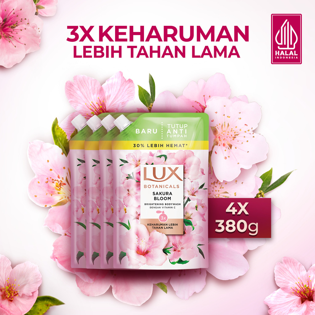 Lux Sakura Bloom Sabun Cair Refill 380g x 4