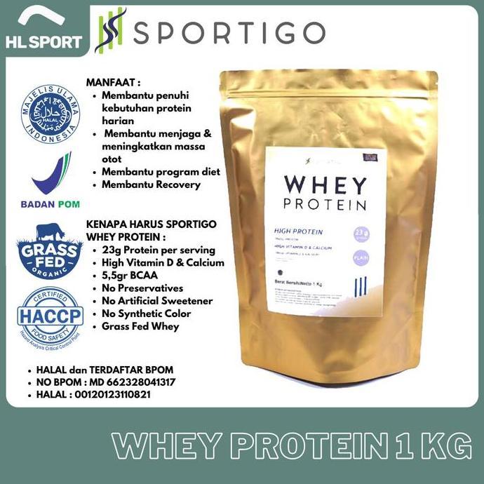 SPORTIGO Susu Whey Protein Isolate Concentrate Pure BPOM Halal