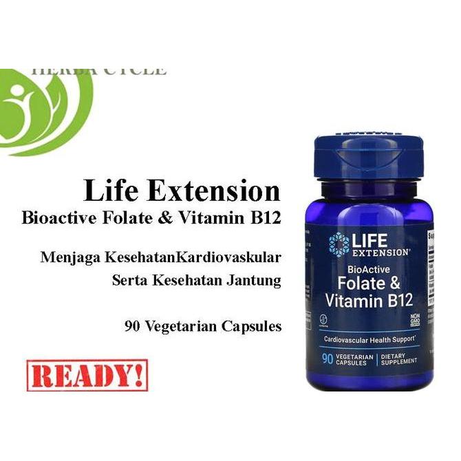 Life Extension BioActive Folate Vit B12 (90 Veg) Vitamin B12 ORI USA