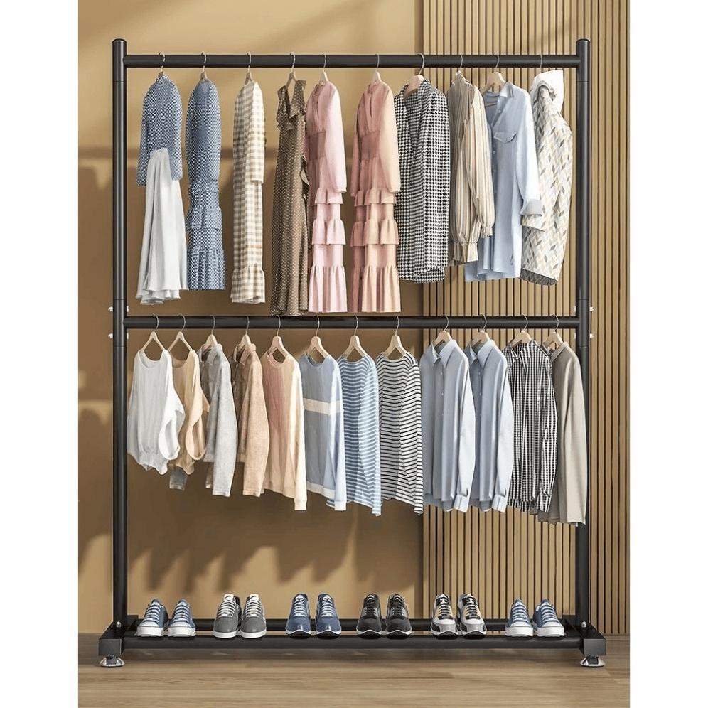 Rak Gantungan Baju Besi / Gantungan Baju Berdiri 2 Tingkat