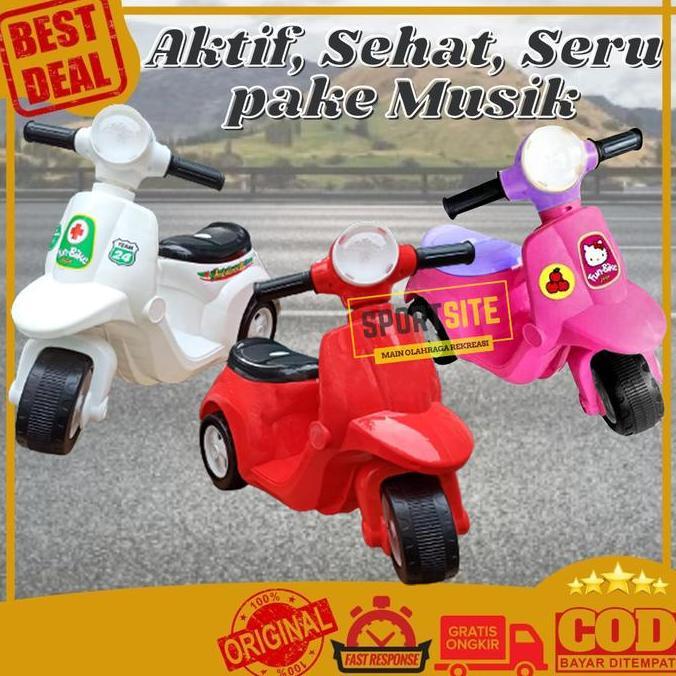 Vespa Musik Fun Bike Mini Mainan Anak Sepeda Motor Scooter Roda Tiga 3
