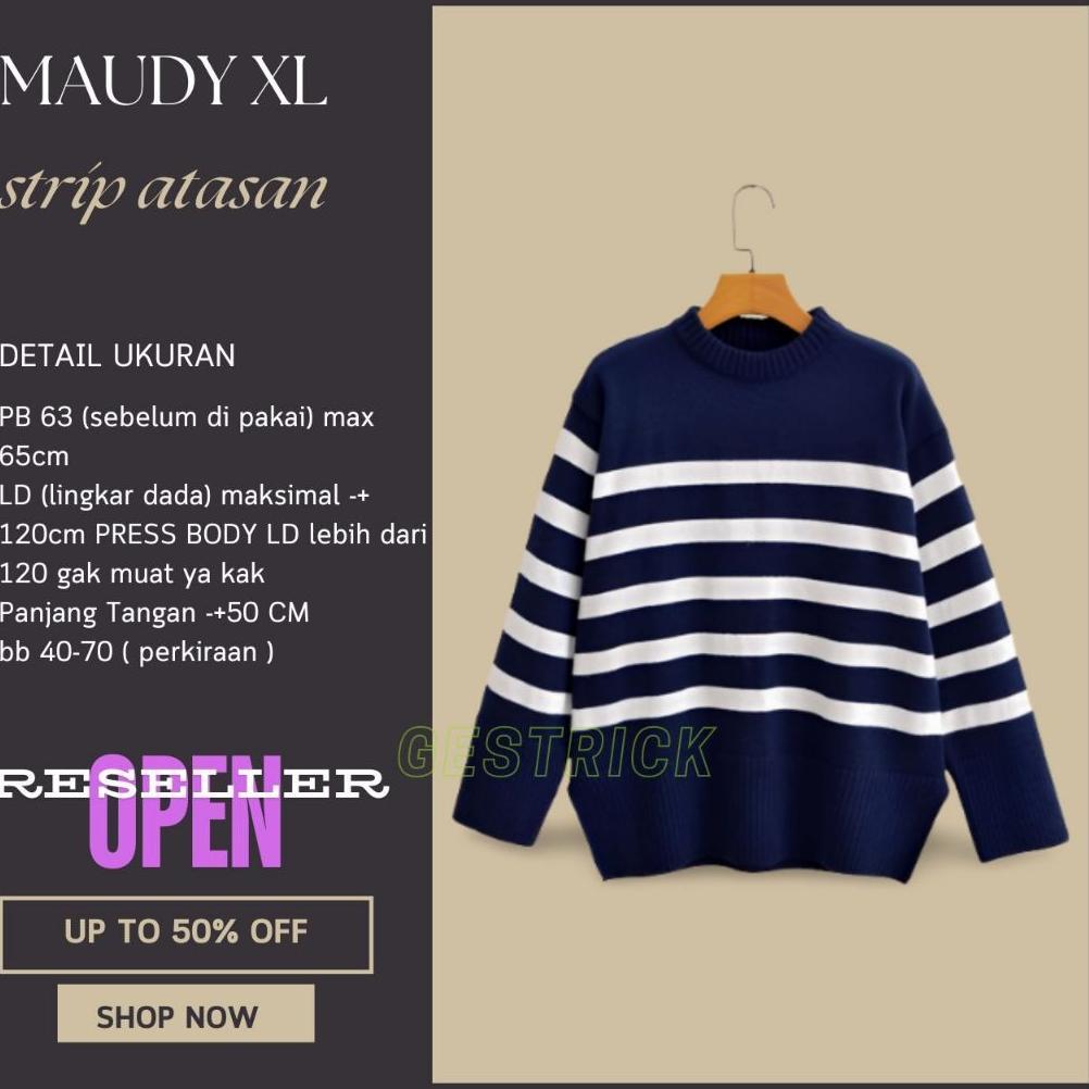 ORIGINAL SWEATER MAUDY RAJUT GARIS KNIT JUMBO #GESTRICK