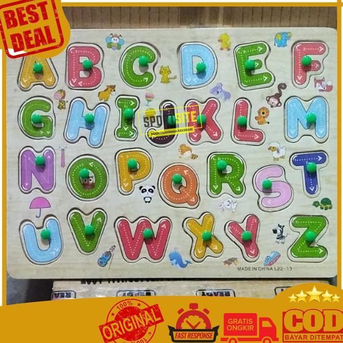 Puzzle Kayu Huruf Kosakata. Mainan Edukasi Anak Bongkar Pasang