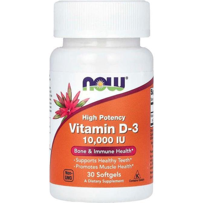 Now Foods Vitamin D3 High Potency 10000IU Non GMO 30 Softgels