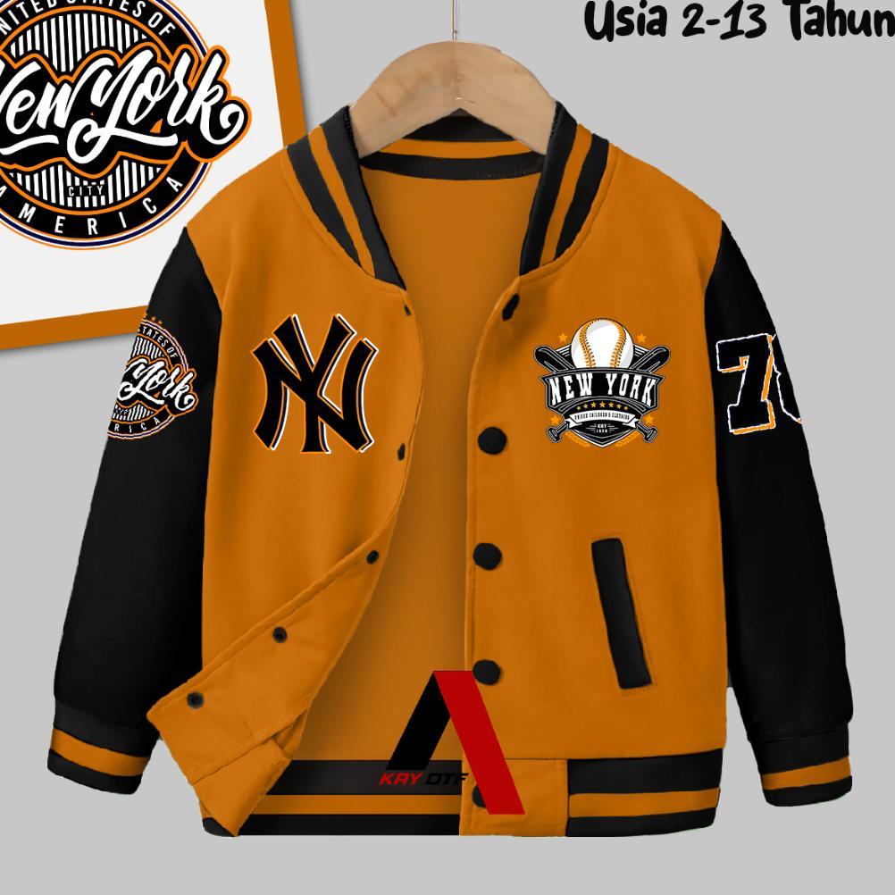 ORIGINAL JAKET VARSITY ANAK LOGO NY BASEBALL LAKI LAKI PEREMPUAN USIA 2 - 13  TAHUN JACKET UNISEX TE