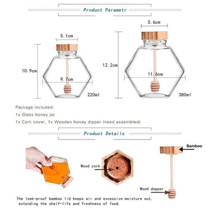 Foodpac- Kemasan Botol Kaca Madu Hexagonal | Hexagonal Honey Glass Jar