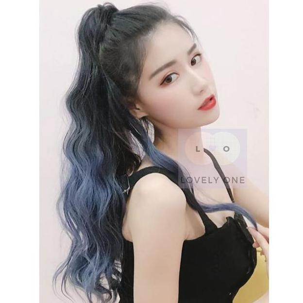 Gogopix- Ombre Ponytail Hairclip Highlight Rambut Lurus & Gelombang Panjang 50Cm