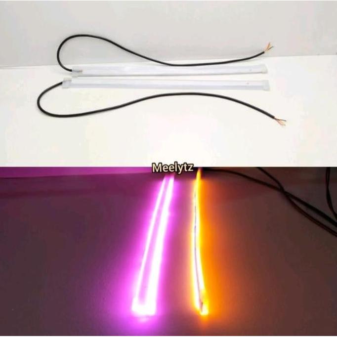 Bycle- Sepasang Lampu Led Alis Slim Drl Fleksibel Waterproof 30Cm, 60Cm 2 Warna Running Headlamp Mot