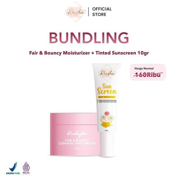 Shiner- Reisha Glow Paket Glowing Basic L Reisha Glow Fair & Bouncy Ceramide Moisturizer + Reisha Gl
