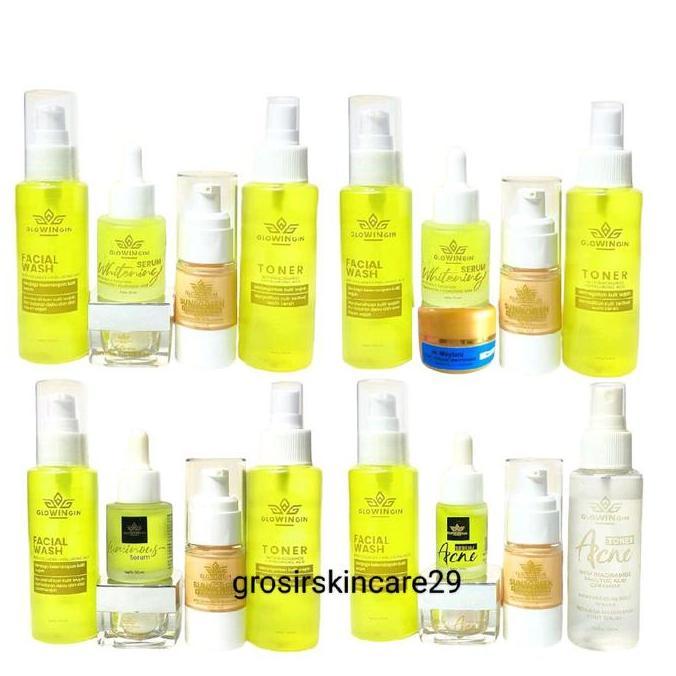 Shiner- Ecer Glowingin Skincare Pemutih Wajah Penghilang Flek Paket Premium Ging Hyde  Niacinamide  