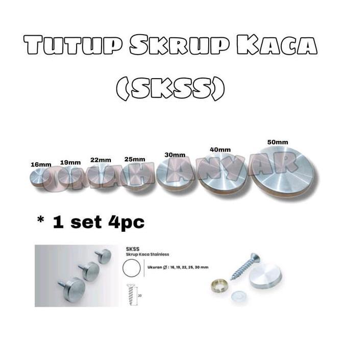 Skrup Kaca Skrup Kayu Tutup Skrup Stainless Steel SKSS 16 19 22 25 30 40 50 mm Huben