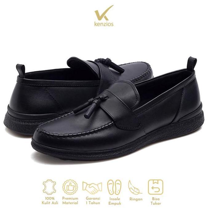 Sale Kenzios Sepatu Formal Pria Kulit Asli Vasco Black Series