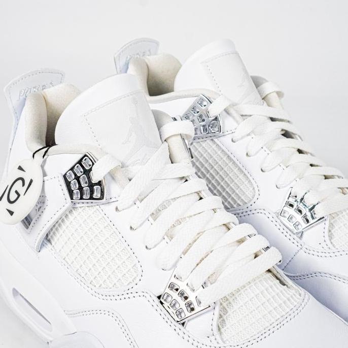 Murah Sepatu Air Jordan 4 Retro Pure Money Allwhite Sneakers Authentic