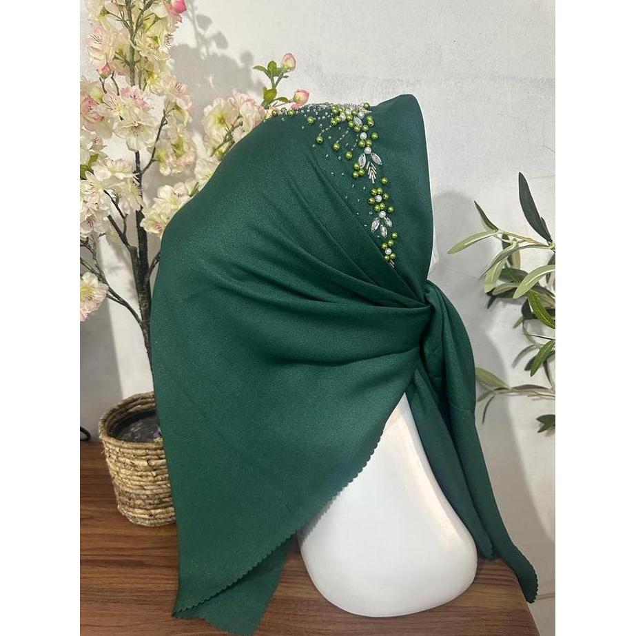 Dieocrd- Jilbab Segi Empat Glowing Payet/Kedurung Segiempat Pesta Payet Mutiara / Jilbab Pesta Murah