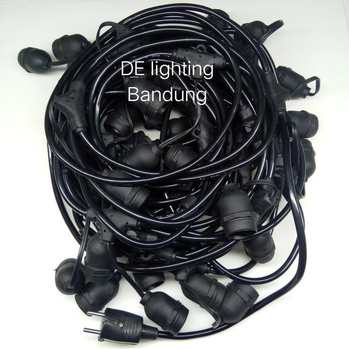 Lampu gantung fitting waterproof / string light outdoor 50 meter