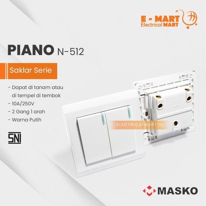 (Allthebest) MASKO PIANO Saklar SERI N-512 / Saklar Ganda Saklar Double Minimalis