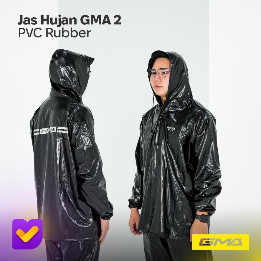 Jas hujan Set Setelan Jaket Celana Jas Hujan Motor GMA 2 Karet PVC Rubber Berkualitas Elastis Origin