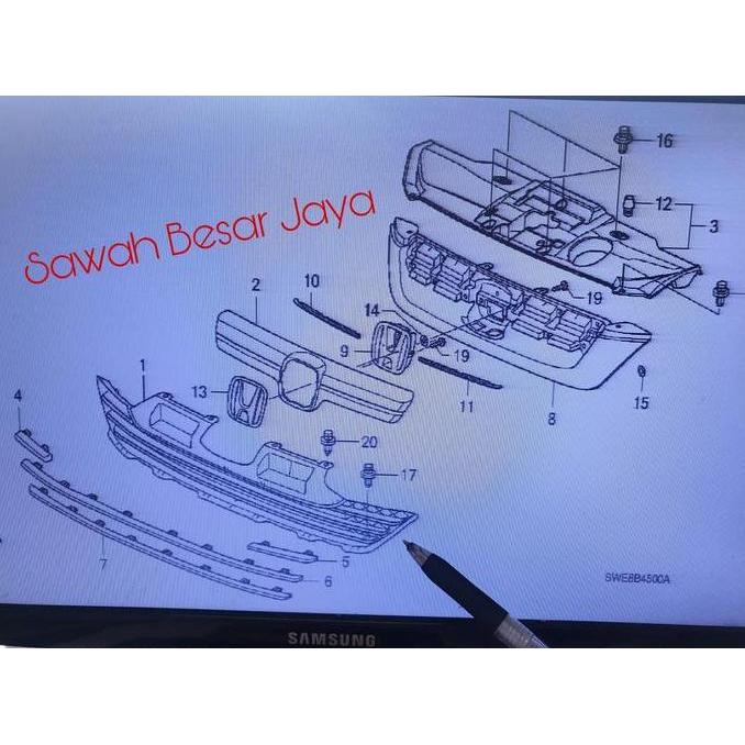 Base Lower Grille - Gril Grill Depan Bawah Honda Crv Cr-V Gen.3 Sebelum Facelift 2007 2008 2009 Orig