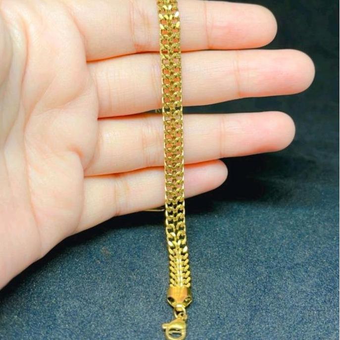 Kilaugaya- Gelang Tikar Gelang Sisik Naga Flat Titanium Anti Karat Titanium Bracelets Kuning