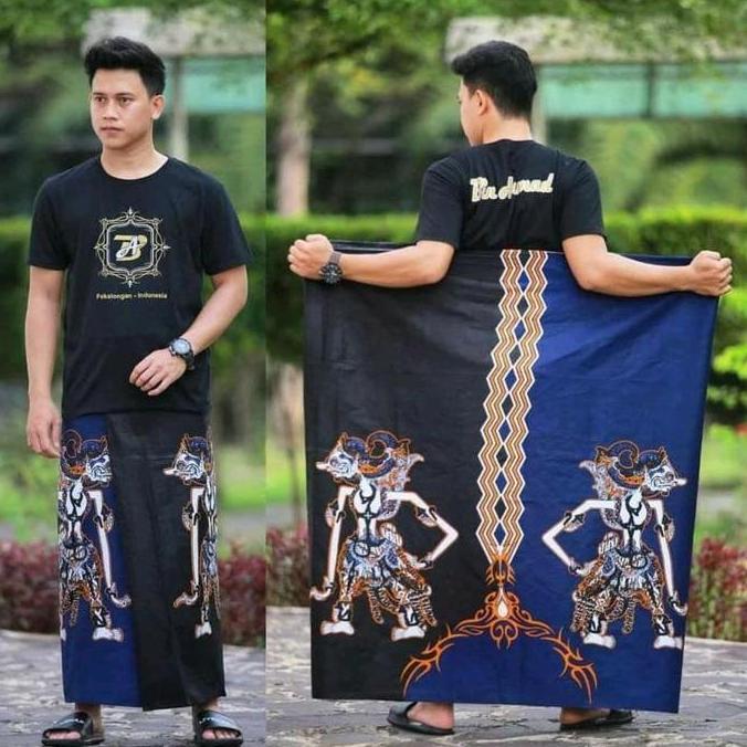 Otwkirim- Sarung Dewasa Motif Wayang Katun Halus Berwibawa Saat Di Pakai Batik Muslim Nyaman Hitam S