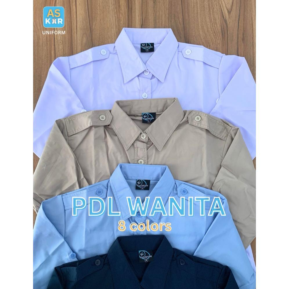 PREMIUM KEMEJA PDL WANITA LENGAN PANJANG/KEMEJA PDL BORDIR/SERAGAM DINAS PDL WANITA SLIM FIT/KEMEJA 