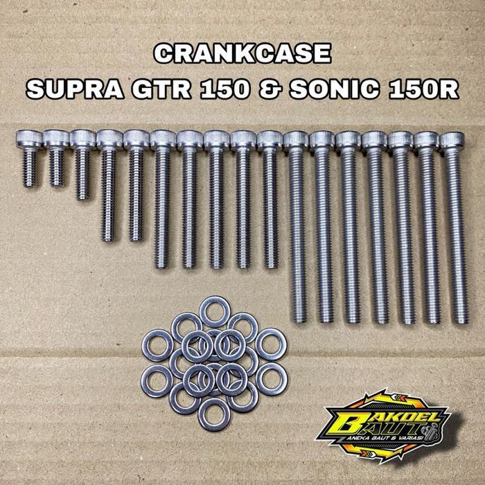 Baut L Blok Mesin SUPRA GTR 150 & SONIC 150R Fullset Crankcase Baut L Stainless Anti Karat 100% Stai
