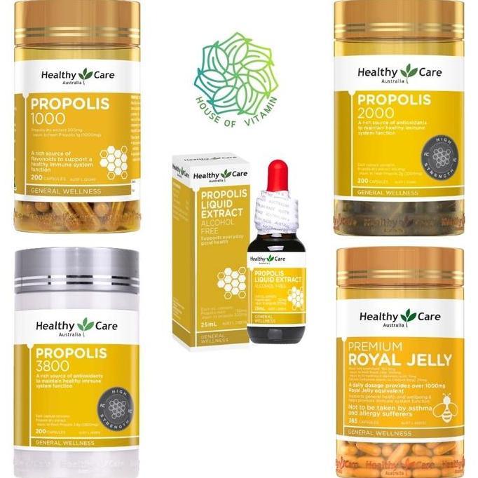 Cod,Bisa- Healthy Care Propolis 1000 2000Mg 2000 3800Mg 3800 Mg 200 Capsules Liquid / Royal Jelly Ka