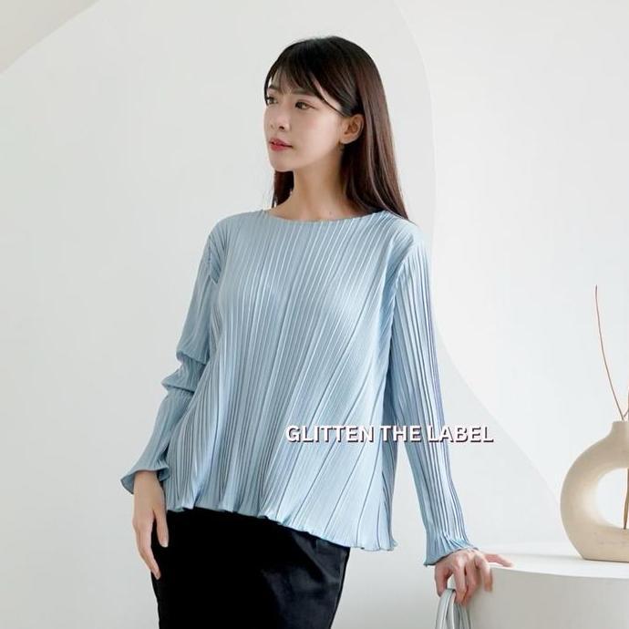 GLITTEN THE LABEL - Atasan Plisket BB Wavy Lengan Panjang / Top Plisket Lengan Panjang / Top Plisket