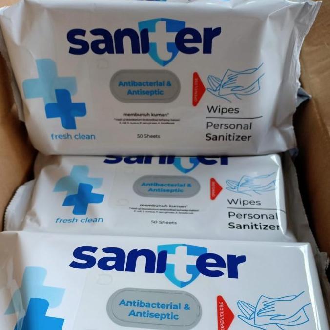 Siappgass- Saniter Antiseptic&Antibacterial Wipes 50 Sheet/Tissue Basah Saniter 50S