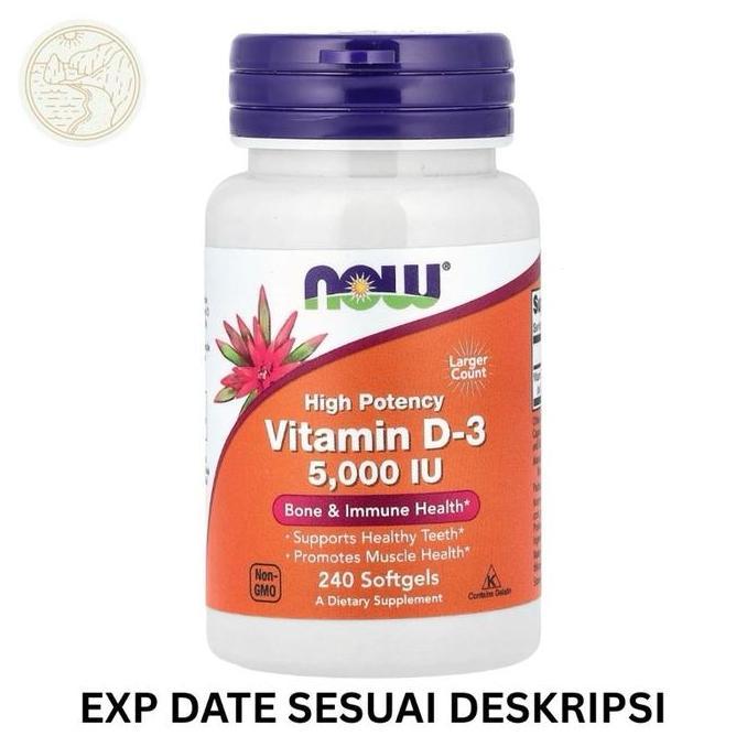 Cod,Bisa- Now Vitamin D3 5000Iu Softgels Original Usa Halal
