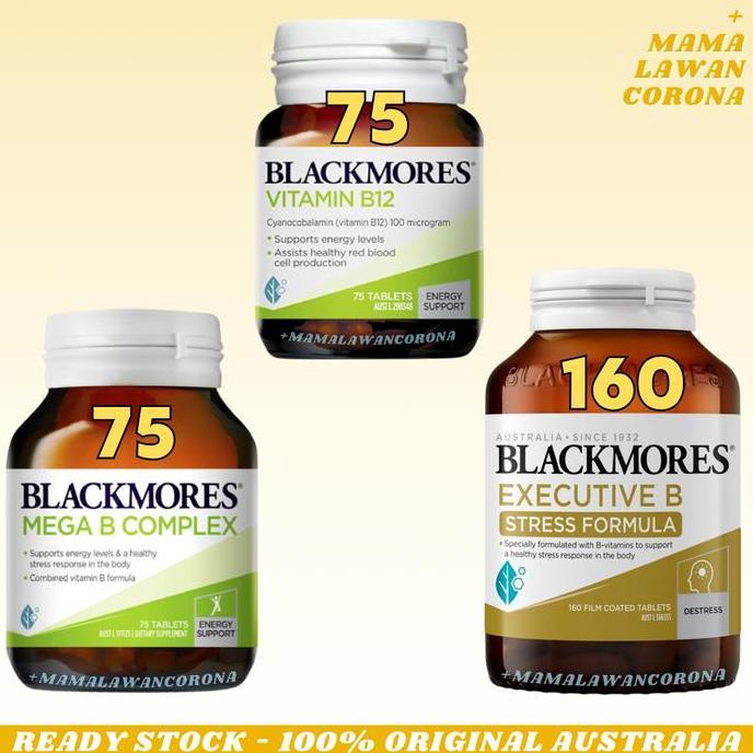 Lgsgkemas- Blackmores Executive B Stress Formula 160 Tablets Vitamin Mega B Complex B 12 B12 75 Tabl