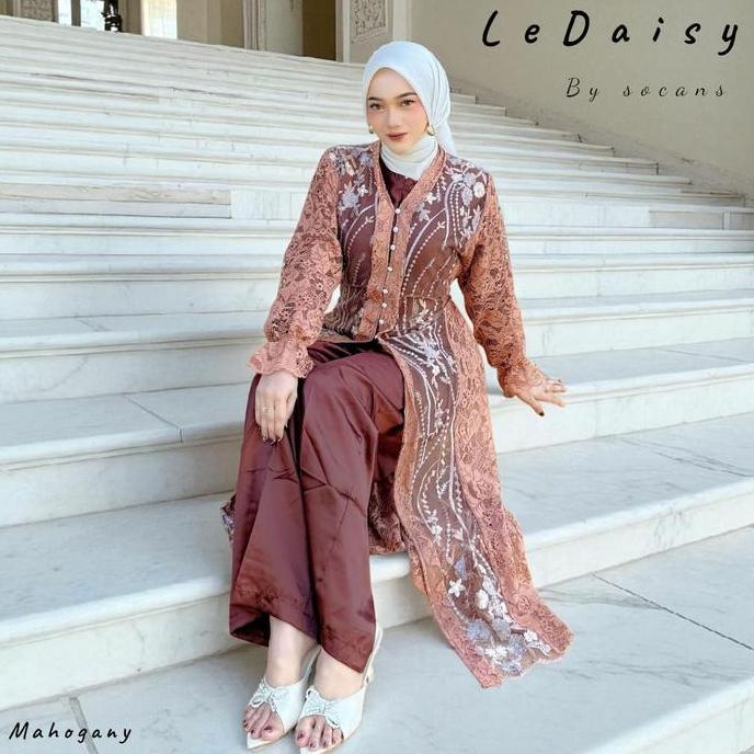 LeDaisy SET 3in1 | Setelan Outer Celana | Oneset tile bordir busui utk pesta kondangan lamaran serag