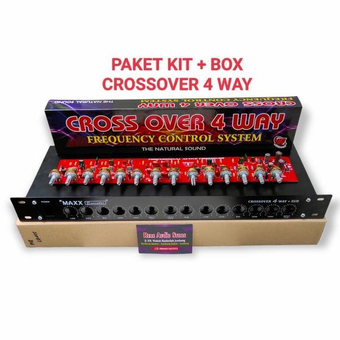 Paket Kit + Box Crossover Aktif 4 WAY Subwoofer Cross Over