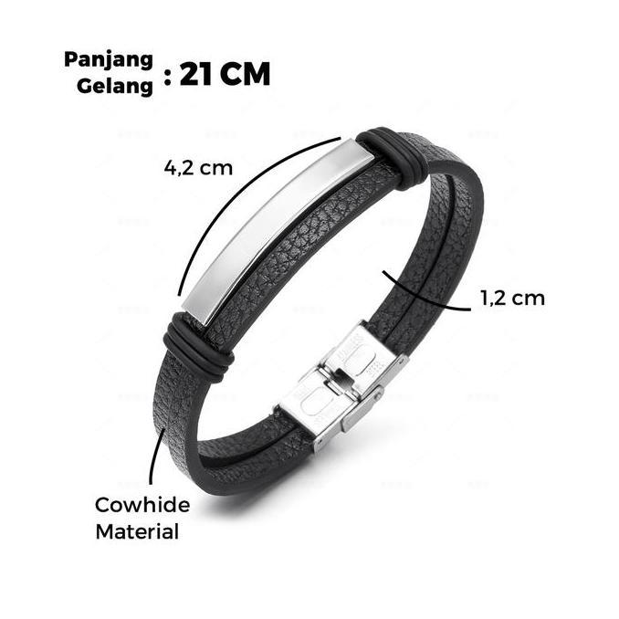 Goldsand- Gelang Pria Leather Stainless Magnetic Premium Bracelet Kulit