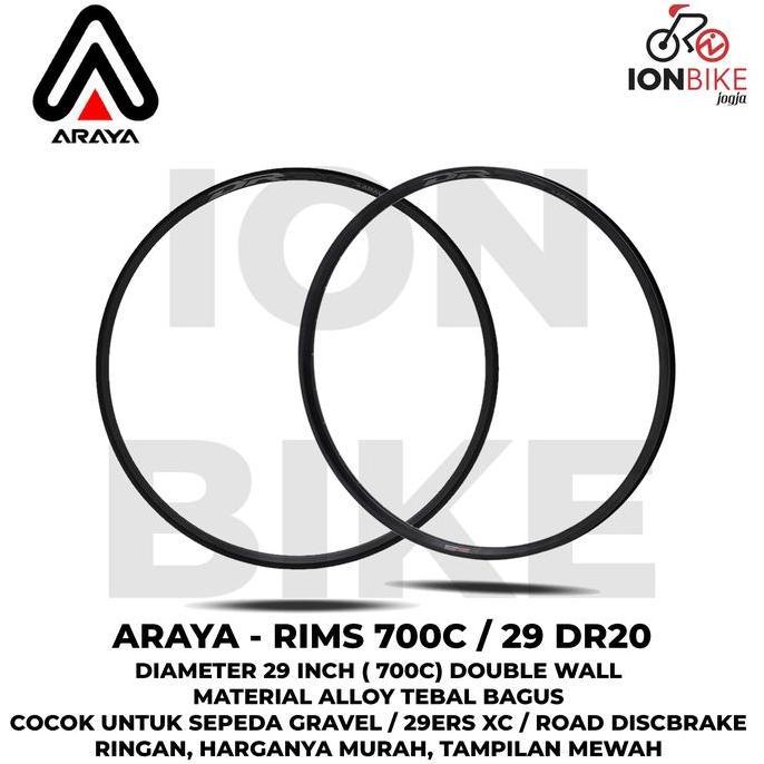 Velg Rim Rims ARAYA 29 Inch DR20 32 Hole 32H H Alloy Ringan 700c 700 c