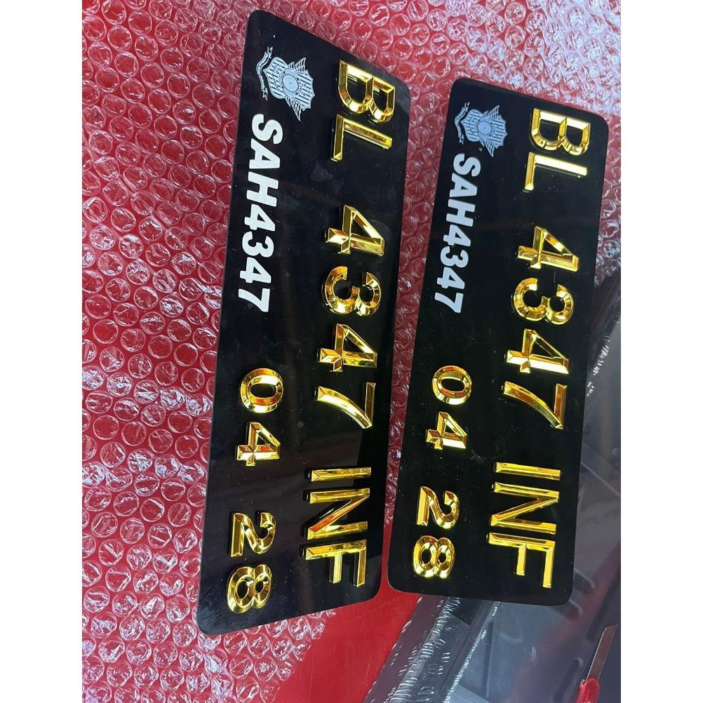 COD Plat Nomor Timbul Motor Diamond Gold