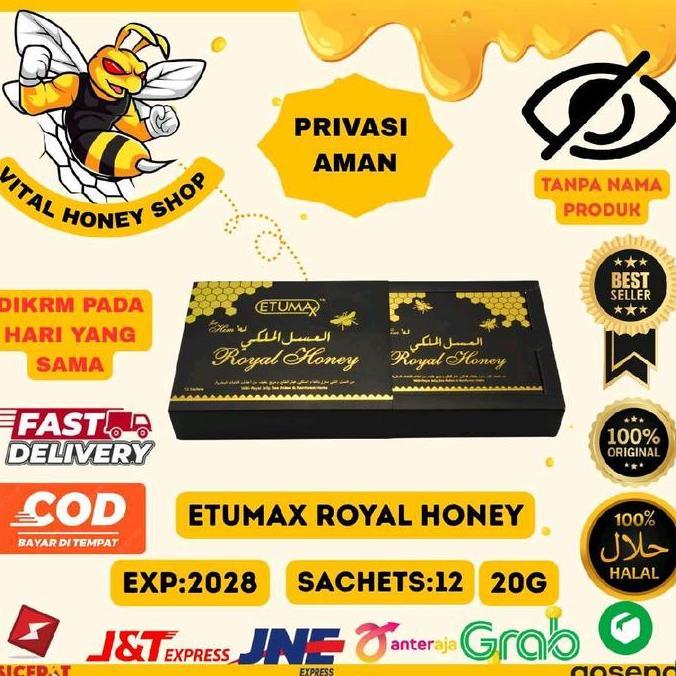 Etumax Royal Honey Vip Original 1 Box 12 Sachet 20g EXP 2028 PRAM