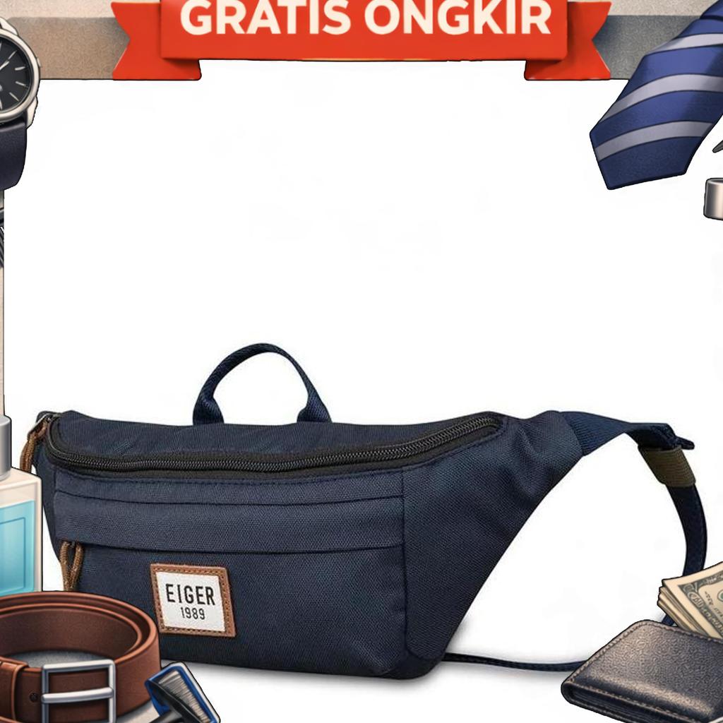 Tas Eiger Brig Slim 2.0 Navy 910004483 Original Sling Waist Bag 3L Selempang Pinggang