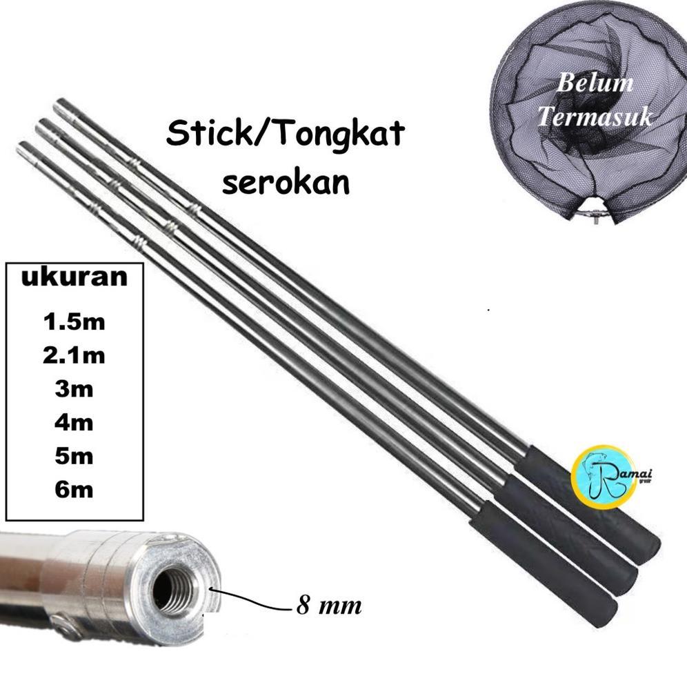 TANGGOK SEROKAN JALA IKAN 4m/5m/6m JARING PORTABLE /TONGKAT JALA/STIK SEROKAN IKAN 3 SECTION TELESCO